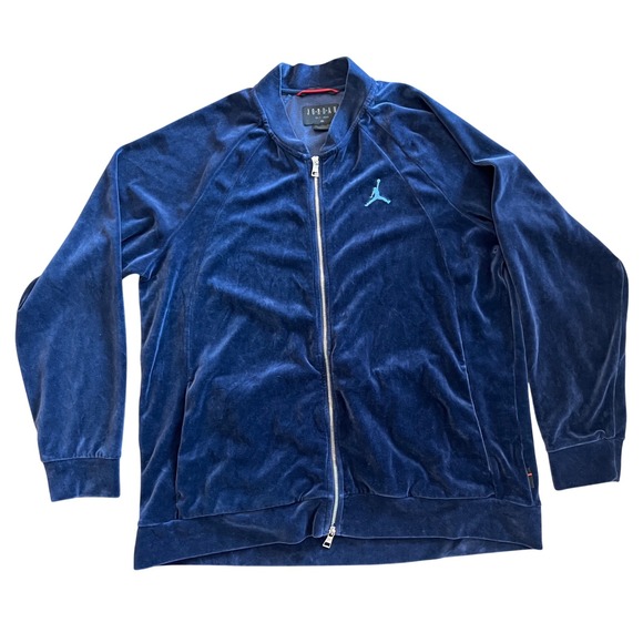 Jordan Velour Track Jacket Navy Blue 2XL AH2357-410 Retro 2017 Zip Up - Picture 1 of 6